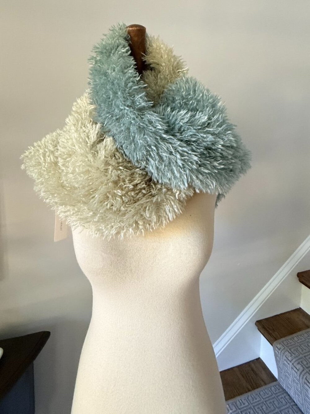 Brand New with Tags! Anthropologie Green Colorblocked Fluffy Scarf